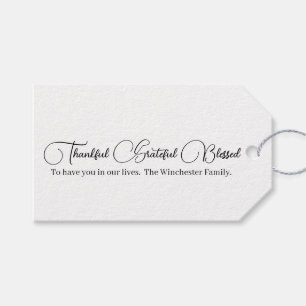 Thankful Grateful Blessed script Thanksgiving Gift Tags