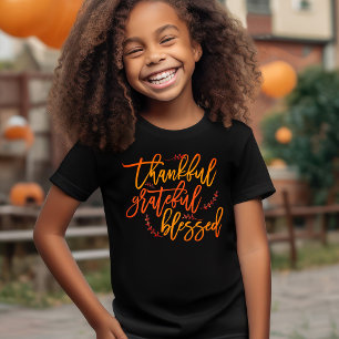 Thankful Grateful Blessed Script Thanksgiving  T-Shirt
