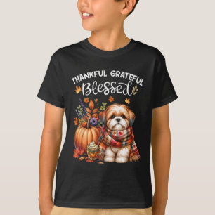 Thankful Grateful Blessed Shih Tzu Dog Fall Y'all T-Shirt