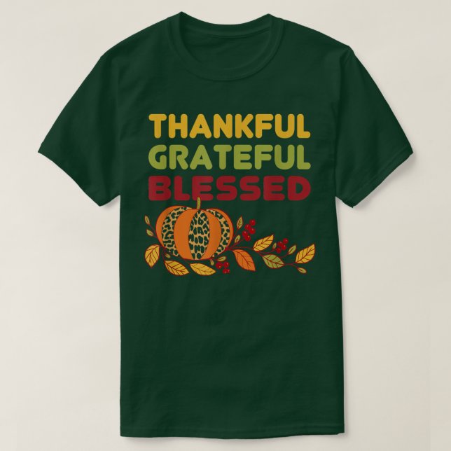 Thankful Grateful Blessed Shirt Leopard Pumpkin Th (Design Front)