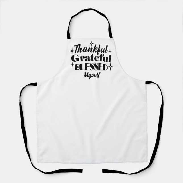 Thankful, Grateful, Blessed Sparkling Thanksgiving Apron (Front)