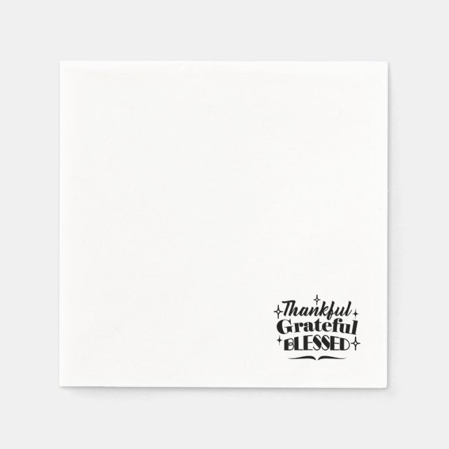 Thankful, Grateful, Blessed Sparkling Thanksgiving Napkin (Front)