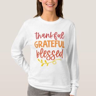 Thankful Grateful Blessed Thanksgiving Autumn  T-Shirt