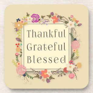 Thankful Grateful Blessed Thanksgiving Coaster