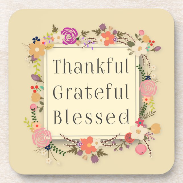 Thankful Grateful Blessed Thanksgiving | Coaster (Front)
