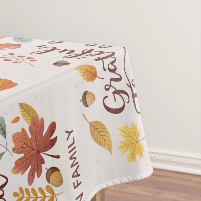 Thankful Grateful Blessed Thanksgiving Fall Tablecloth (In Situ)