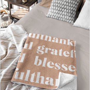 Thankful Grateful Blessed   Thanksgiving  Fleece Blanket