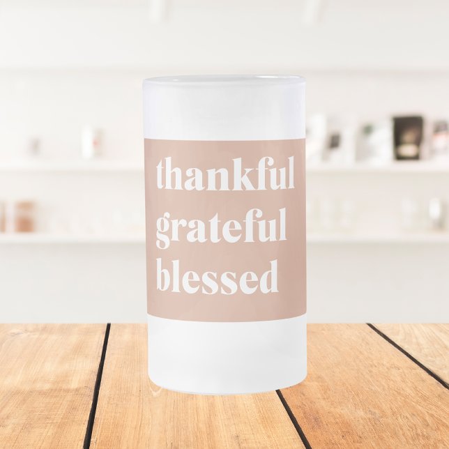 Thankful Grateful Blessed | Thanksgiving Frosted Glass Beer Mug (Creator Uploaded)