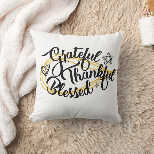 Thankful Grateful Blessed Thanksgiving Gifts Cushion (Blanket)