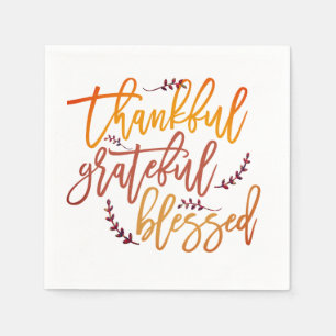 Thankful Grateful Blessed Thanksgiving Gratitude  Napkin