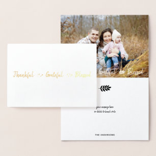 Thankful Grateful Blessed Thanksgiving Greeting Foil Card
