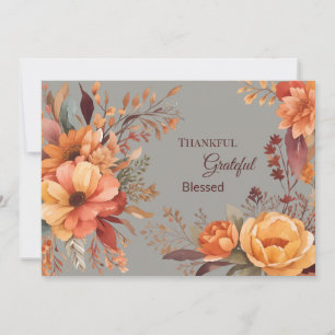 Thankful grateful blessed Thanksgiving Greeting Holiday Card