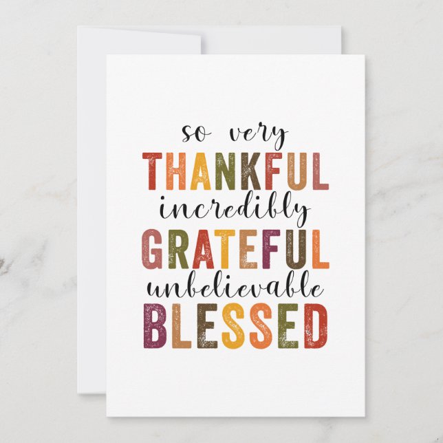 Thankful Grateful Blessed Thanksgiving Invitation (Front)