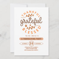 Thankful Grateful Blessed Thanksgiving Party