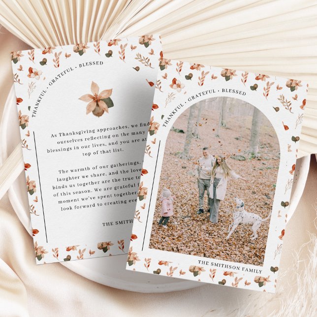 Thankful Grateful Blessed Thanksgiving Photo Card (Creator Uploaded)