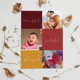 Thankful Grateful Blessed Thanksgiving photo card