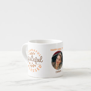 Thankful Grateful Blessed Thanksgiving Photo Espresso Cup