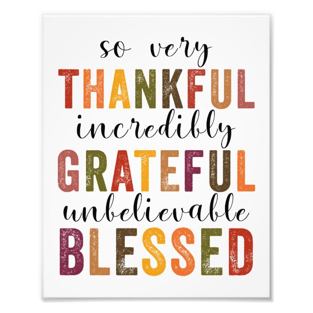 Thankful Grateful Blessed Thanksgiving Photo Print (Front)