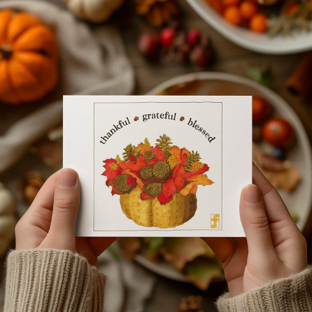 Thankful Grateful Blessed Thanksgiving Postcard (Creator Uploaded)