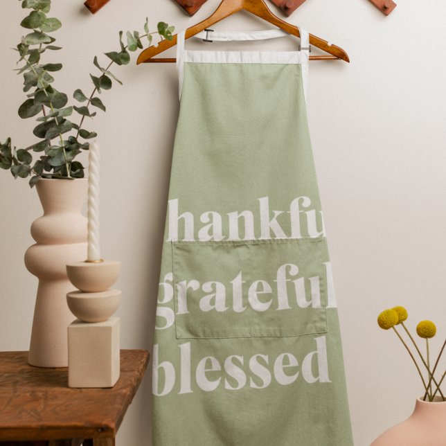 Thankful Grateful Blessed | Thanksgiving Quote Apron (Creator Uploaded)