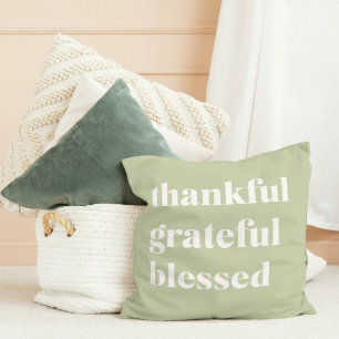 Thankful Grateful Blessed Thanksgiving Quote Cushion