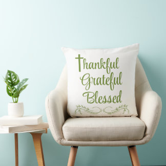 Thankful Grateful Blessed Thanksgiving Quote Cushion