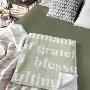 Thankful Grateful Blessed Thanksgiving Quote Fleece Blanket
