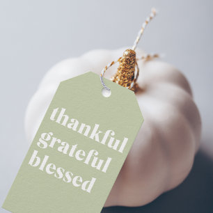 Thankful Grateful Blessed Thanksgiving Quote Gift Tags
