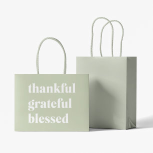 Thankful Grateful Blessed   Thanksgiving Quote Large Gift Bag