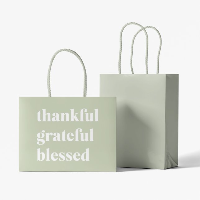 Thankful Grateful Blessed | Thanksgiving Quote Large Gift Bag (Creator Uploaded)