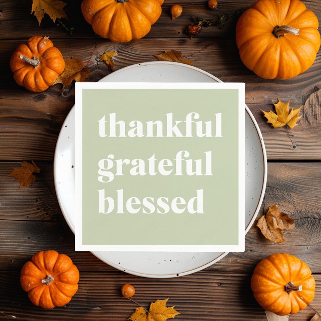 Thankful Grateful Blessed | Thanksgiving Quote Napkin (Creator Uploaded)