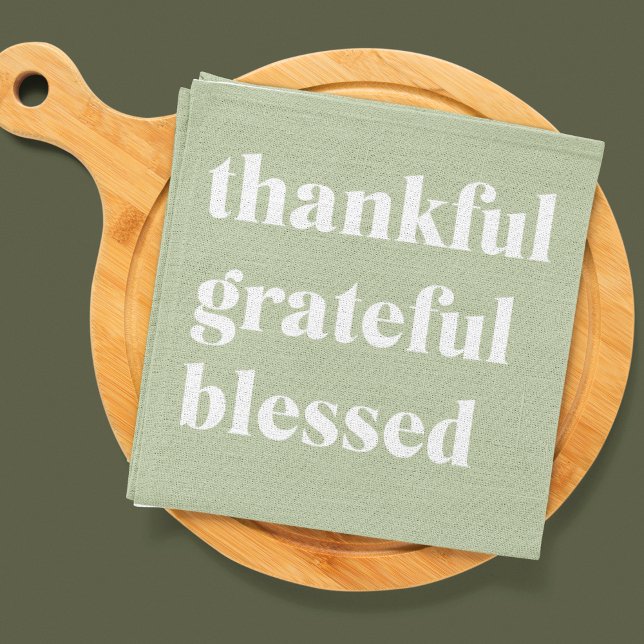 Thankful Grateful Blessed | Thanksgiving Quote Tea Towel (Creator Uploaded)