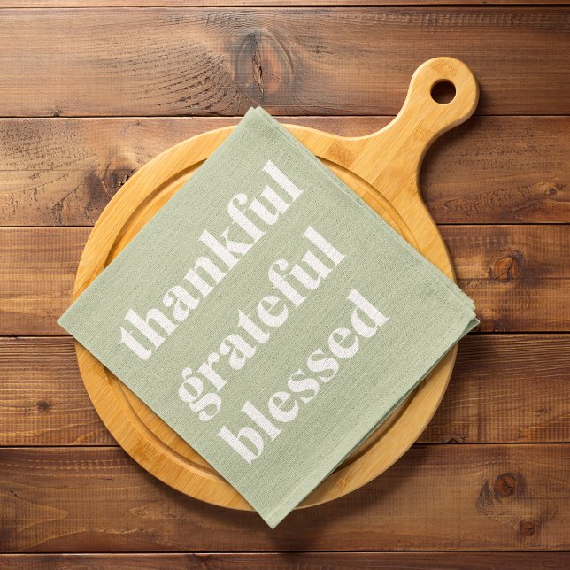 Thankful Grateful Blessed | Thanksgiving Quote Tea Towel (Creator Uploaded)