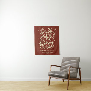 Thankful Grateful Blessed Thanksgiving Tapestry