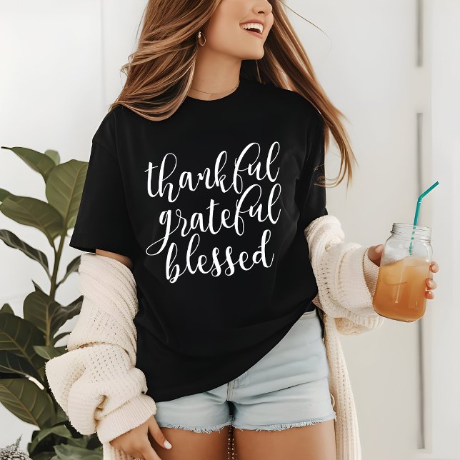 Thankful Grateful Blessed | Thanksgiving Tri-Blend Shirt (Creator Uploaded)