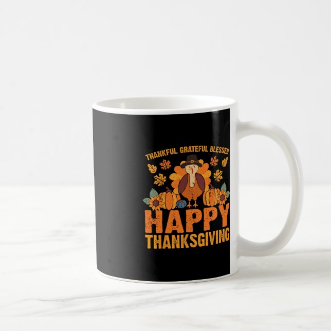 Thankful Grateful Blessed Thanksgiving Turkey Fall Coffee Mug (Right)