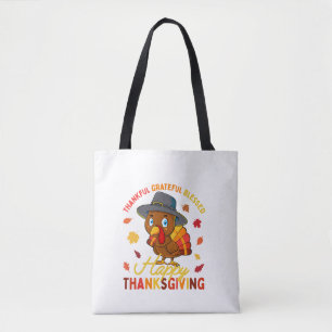 Thankful Grateful Blessed Thanksgiving Turkey Wome Tote Bag