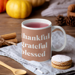 Thankful Grateful Blessed   Thanksgiving Two-Tone Coffee Mug