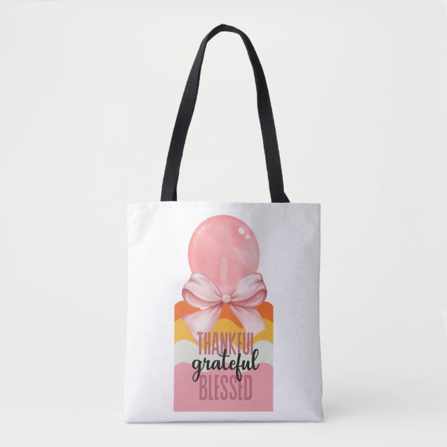 Thankful Grateful Blessed Tote Bag (Front)