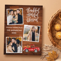 Thankful Grateful Blessed Truck Plaid Thanksgiving