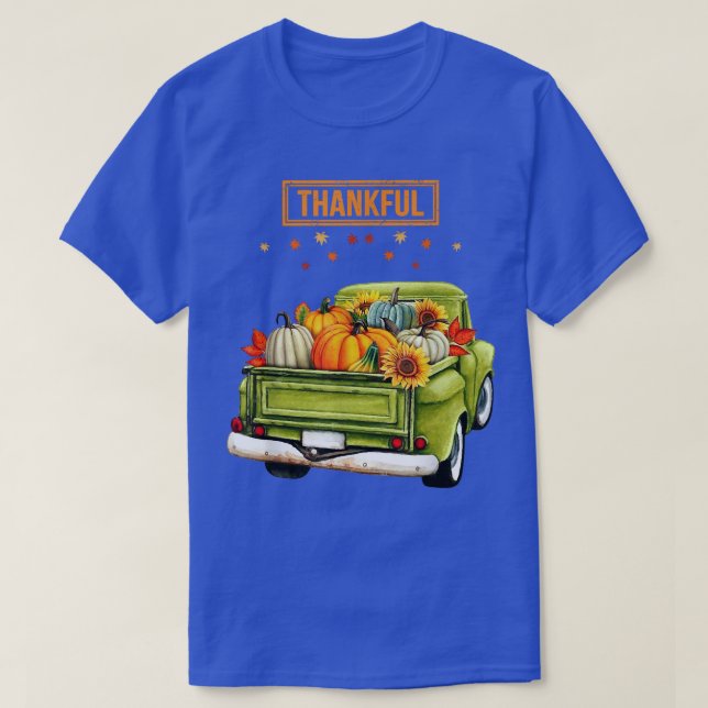 Thankful Grateful Blessed Truck Thanksgiving Men W T-Shirt (Design Front)