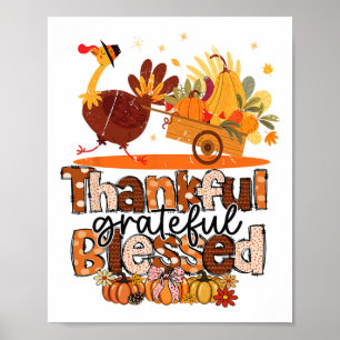 Thankful Grateful Blessed Turkey Christian Thanksg Poster