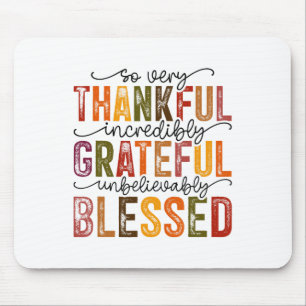 Thankful Grateful Blessed Turkey Family Happy Than Mouse Pad