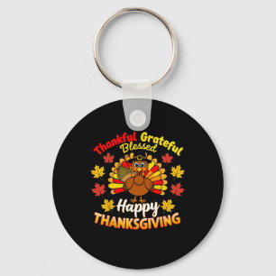 Thankful Grateful Blessed Turkey Gobble Happy Than Key Ring