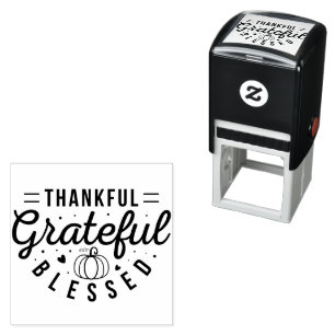 Thankful Grateful Blessed Typography  Self-inking Stamp
