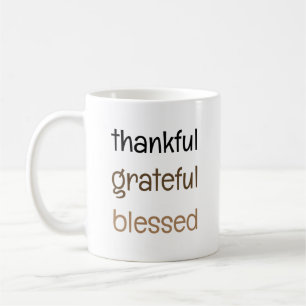 Thankful Grateful Blessed Typography Thanksgiving Coffee Mug