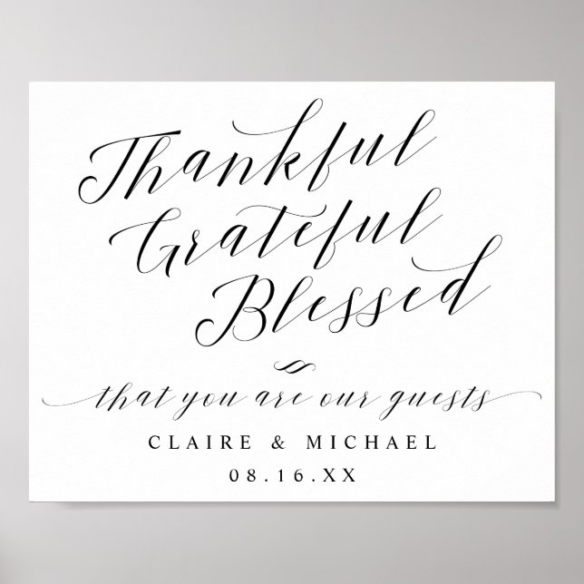 Thankful Grateful Blessed Wedding Welcome Sign (Front)