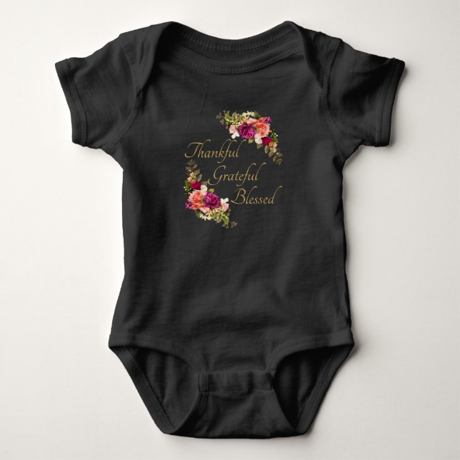Thankful Grateful Blessed Women's Christian Faith Baby Bodysuit (Front)