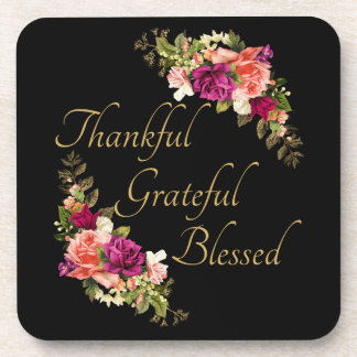Thankful Grateful Blessed Women's Christian Faith Coaster