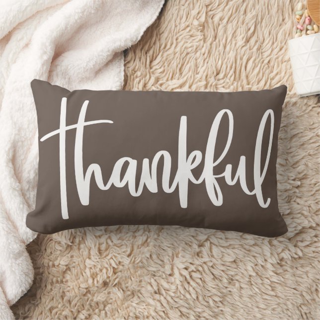 Thankful Grateful Blessings Thanksgiving Lumbar Cushion (Blanket)